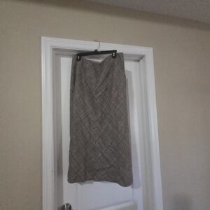 Plaid Midi Skirt in Brown